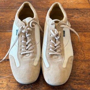 Men's Beige and White Suede Sneakers